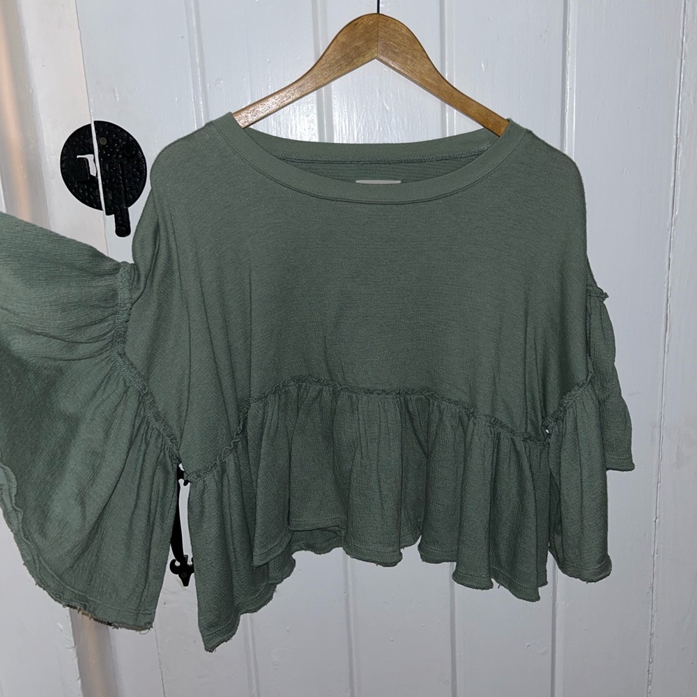 Sage green baby doll blouse